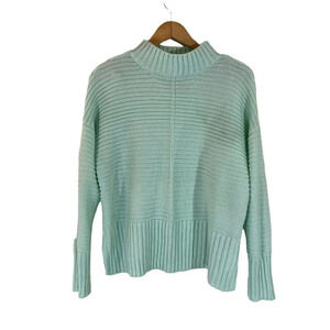Apt. 9 Mint Textured Knit Sweater XL Mock Neck Long Sleeves Acrylic Side Slits